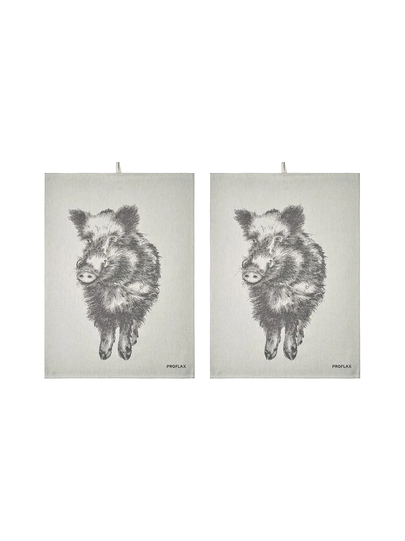 PROFLAX | Geschirrtuch 2er Set 50x70cm Wildschwein Burgund | grau